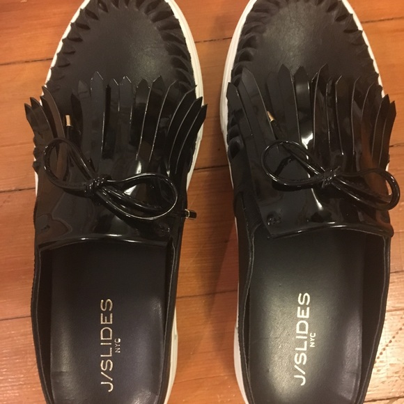 Jslides worn once. Black leather matte and gloss - Picture 6 of 6